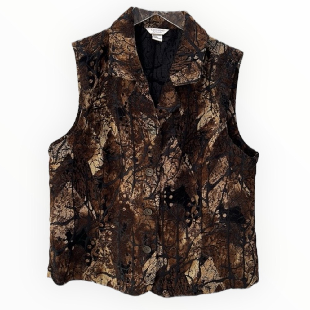 Christopher & Banks Button Down Textured Print Vest Size Medium✨
